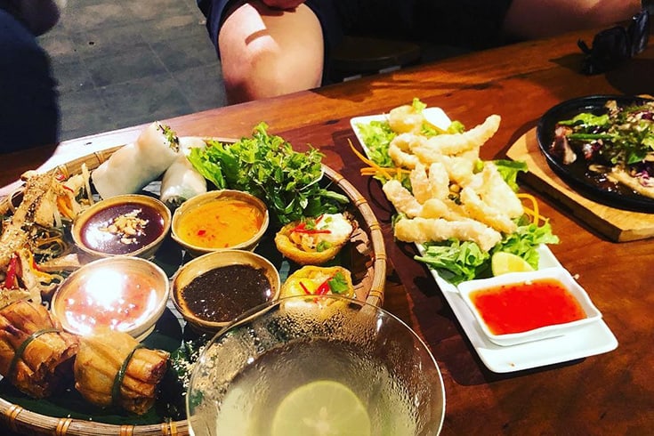 A variety of dishes and drinks