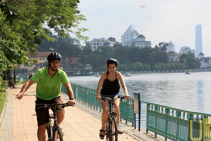Biking around Hoan Kiem Lake