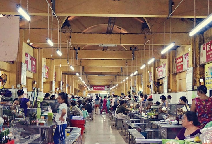 Inside food court in Con Market