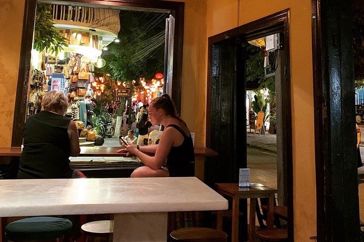 Inside White Marble Wine Bar in Hoi An