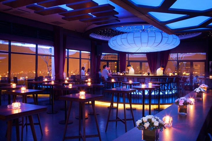 space in the rooftop bar
