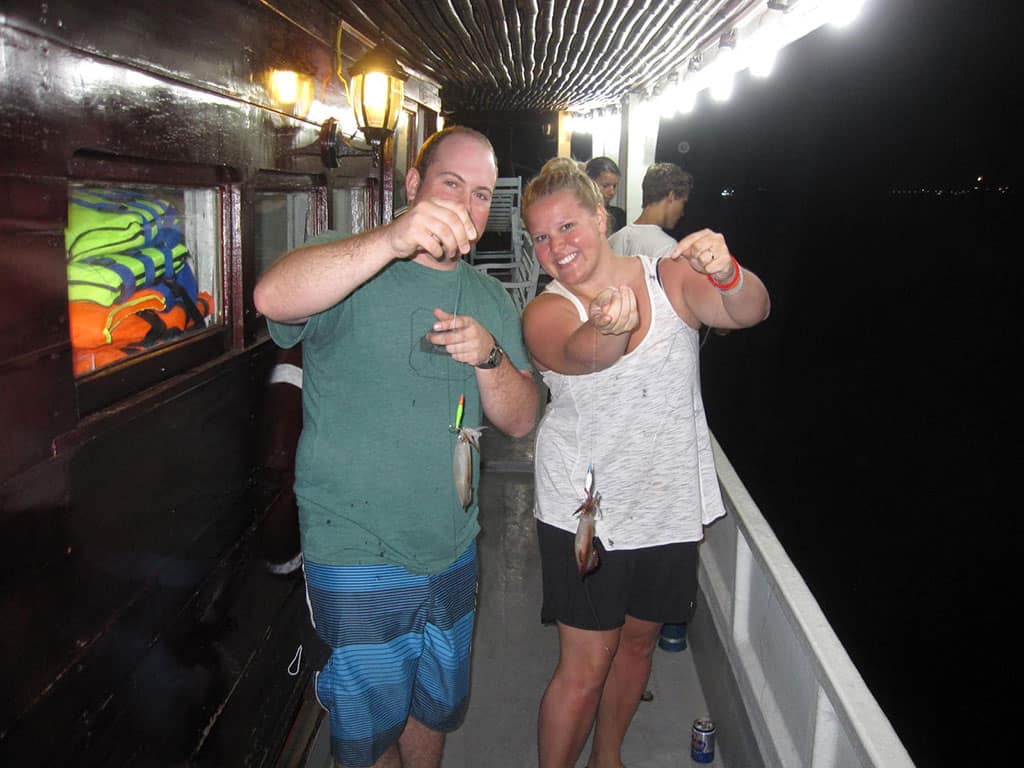 Squid catching in Halong Bay in January 
