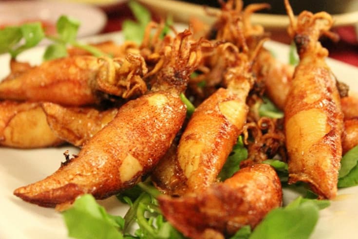 squid in Halong bay